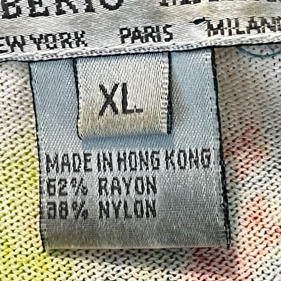 Alberto Makali Knit Top Asian Floral Sequins Zip Up Slim Fit XL  Artsy Boho 90s - Picture 8 of 9